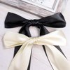 4 Pack Hair Bows for Girls, Hair Clips Hair Ribbons for Women, Satin Bow Hair Clips for Toddlers(Beige, Black)