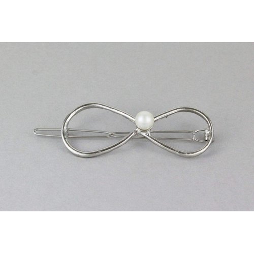Silver infinity barrette outline shape metal hair clip barrette gold shiny clip