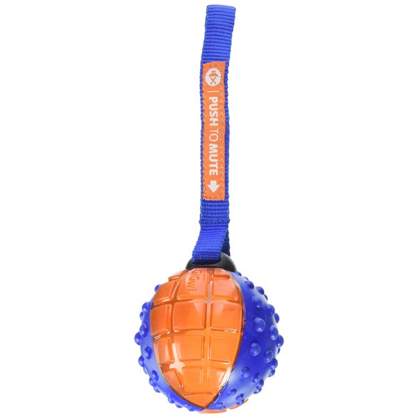 Ethical Pets Push to Mute Dog Toy, Ball with Strap