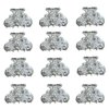 JCGY Set of 6 Mini Hair Claws Silvery White Trim Sparkly White Crystals Bridal Claw Clips 6-1-6