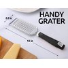 Zulay Kitchen Professional Cheese Grater Stainless Steel - Durable Rust-Proof Metal Lemon Zester Grater With Handle - Flat Handheld Grater For Cheese, Chocolate, Spices, And More - Black