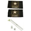 Army Star 3'x5' Polyester 2 Ply Double Sided Flag With 6' White Flag Pole Kit With Eagle Topper