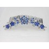 Faship Gorgeous Blue Rhinestone Crystal Floral Hair Comb