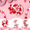 JarThenaAMCS 105Pcs Valentine’s Day Silicone Beads Heart Shape Loose Spacer Beads with Elastic Rope Red Pink White Plaid Dots Round Beads for DIY Crafts Jewelry Necklaces Keychain Making