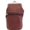 Women 100% Pure Leather Cigarette Case Lighter Match Pocket Zipper Coin Pouch -4 Color (Wine)