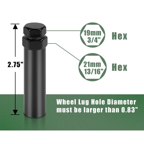 Small 6 Point Spline Lug Nuts Key Tuner Socket Tool -Diameter Lock Lug Nut Key Compatible with 3/4 in (19mm) and 13/16 in(21mm) Hex Replacement Socket 12x1.5 12x1.25 1/2-20 10x1.25 3/8-20 Black