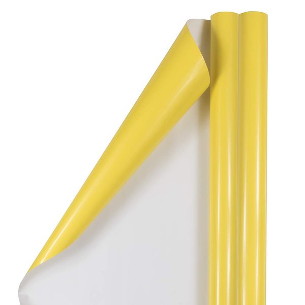 JAM Paper Gift Wrap - Glossy Wrapping Paper - 50 Sq Ft Total (30 in x 10 Ft Each) - Yellow - 2 Rolls/Pack