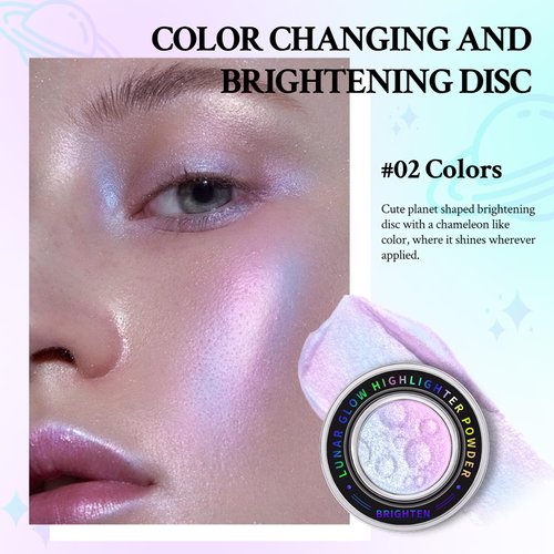 HOSAILY Chameleon Face Highlighter Palette, Multichrome Glitter Shimmer Highlighter Makeup, Holographic Sparkle Color Shifting Inner Corner Eye Highlighter Illuminator, Silky Creamy Mineral Eyeshadow2