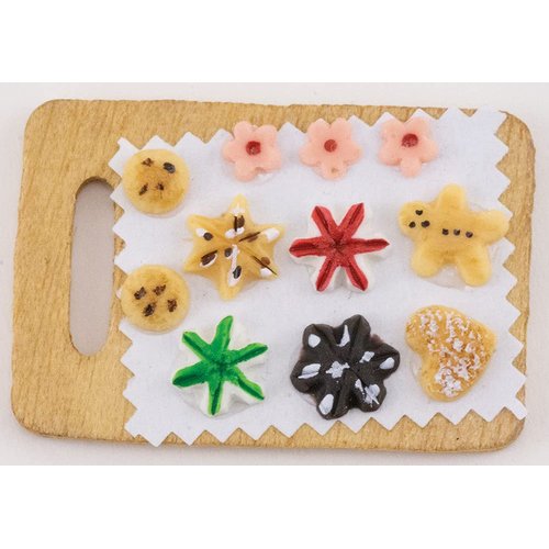Dollhouse Miniature Cookies on Wooden Cutting Board