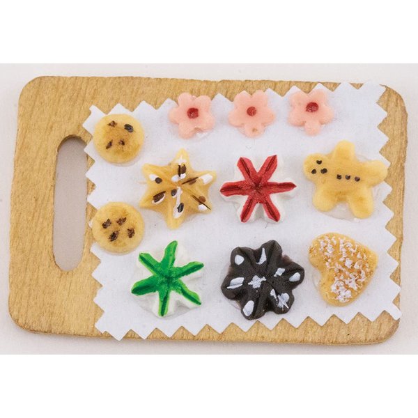 Dollhouse Miniature Cookies on Wooden Cutting Board