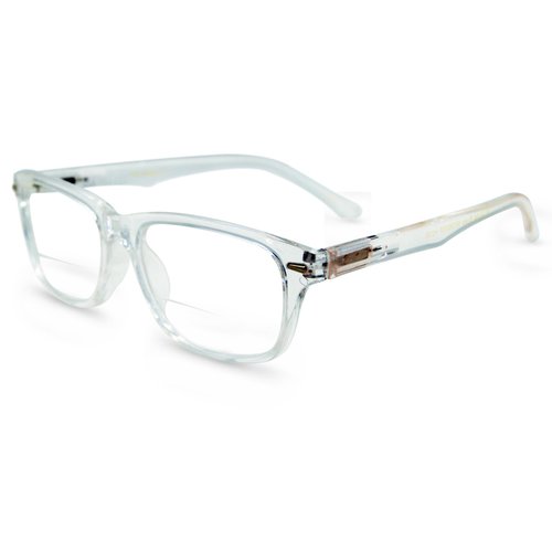 In Style Eyes Seymore Retro Bifocal Cheaters Reading Glasses - Full-Rimmed Classic Oval Acetate Frame - Non-Progressive Lens - Crystal Clear - 1.5x