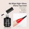 Beetles Top Coat Base Gel & Nail Glue Set-3Pcs No Wipe Top Coat & Base Coat with 5 In 1 Nail Glue Shine Effect Long Lasting Soak Off Uv Light Lamp Diy Home for Women Girls
