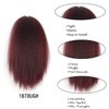 10inch Short Kinky Straight Ponytail Afro Clip in Hair Extensions Ponytail Warp Around Natural Puffing Ponytail (Black to Burgundy)