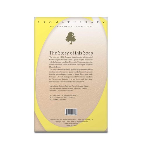 Olivia Care Bath & Body Bar Verbena Soap 4 Pack Gift Box Organic, Vegan & Natural Contains Olive Oil Repairs, Hydrates, Moisturizes & Deep Cleans Good for Sensitive Dry Skin Made in USA