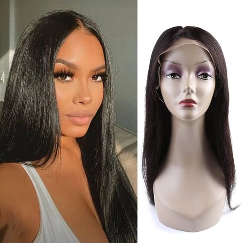 ELIHAIR Straight Wigs Natural Color Virgin Human Hair Full Lace Wigs 130% Density With Brazilian Human Hair For Women (Full Lace Wig, 12 inch)