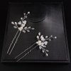 JWICOS Pearl Bridal Hair Pins Silver Crystal Bride Hair Piece Wedding Flower Hair Accessories for Women and Girls (Pack of 2)
