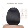 LUVEUNI Short Bob Wig with Bangs Straight Black Wigs for Women Costume Wigs for Girl Shoulder Length Synthetic Cosplay Wig (Black)