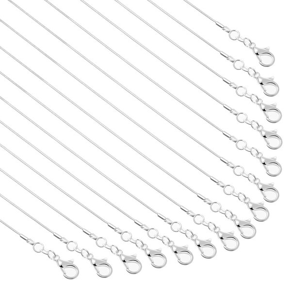PAXCOO 30 Pack Necklace Chain Silver Plated Necklace Snake Chains Bulk for Jewelry Making, 1.2 mm (18 Inches)