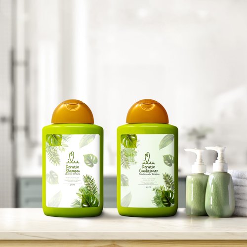 ILU Keratin Shampoo & Conditioner for Hair 10fl oz (pack of 2) – Deep Hydration for all hair types, Keratin nourishing properties for Dry/Damaged Hair, turns each strand soft & silky, frizz control.