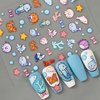 IDDFEVE 5 Sheets 5D Embossed Seashell Starfish Nail Art Stickers, Self-Adhesive Marine Life Nail Decals, Summer Ocean Design DIY Decorations
