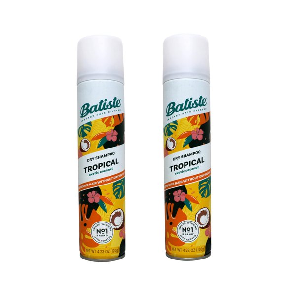 Batiste Instant Hair Refresher Dry Shampoo, Tropical Exotic Coconut, Refreshes Hair Without Drying Out, 3.81 oz (Pack of 2)