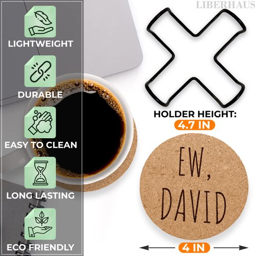 Cork Coasters for Drinks Coasters Set of 6 with Holder - Funny Coasters for Adults Cup Coasters for Coffee Table Home Bar Wedding Absorbent Coasters Mat - Cups Cool Decor Unique Coaster Gift