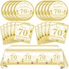 Gold Birthday Decorations 70th Party Tableware Set 1954 70th Theme Birthday Party Table Decoration Supplies Cheers to 70 Years Paper Plate Napkin Tablecloth for Birthday Anniversary Party Supplies