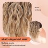 SEIKEA Ponytail Extension, 14" Short Wavy Drawstring Ponytail Lightweight Multi Layered Fake Pony Tails Hair Extensions Natural Soft Clip in Hair Extensions Ponytail Brown to Blonde