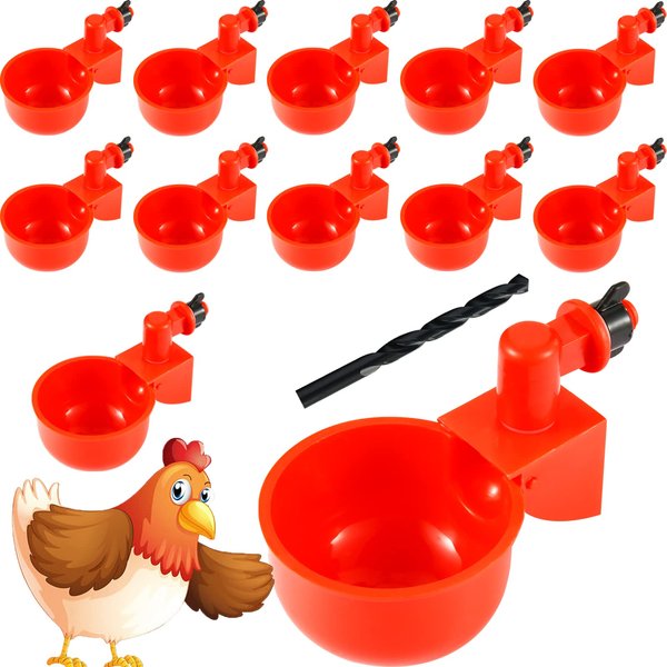 Cocoyeye 6 Pack Chicken Waterer Cups, DIY Chicken Water Feeder, 3/8 Inch Automatic Filling Water Poultry Drinking Bowl Split Type for Ducks, Turkeys,Goose，Birds (6)