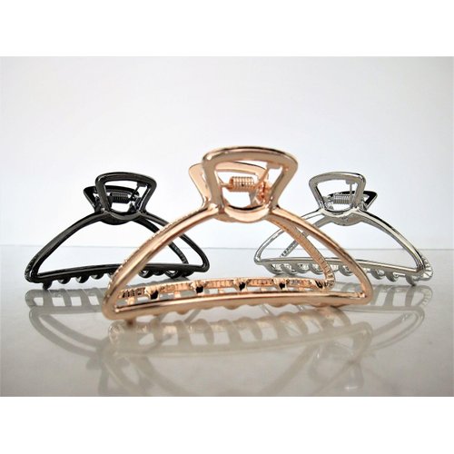 Rose gold silver or dark silver tone metal hair claw clip Set B (Primary color: Silver)