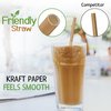 Friendly Straw 300 Pack Biodegradable Kraft Paper Straws, 7.75" x .25" Drinking Paper Straw Bulk Pack