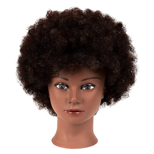 Morris Mannequin Head With 100% Human Hair Curly Hair Training Head Manikin Head Cosmetology Doll Head for Hairdresser Girls Practice Styling Braiding with Clamp Stand (SY)