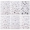 Laser Silver Nail Art Sticker Decal Sun Moon Butterfly Design Nail Decals 3D Self-Adhesive Nail Art Supplies Love Heart Flower Flame Nail Art Sticker Decoration for Women Manicure Supplies (6Sheets)