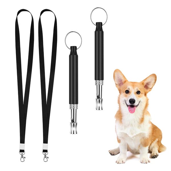 MHJGKGHH Dog Whistle [2 Pack], Dog Whistle to Stop Barking, Ultrasonic Silent Dog Whistle, Dog Training Whistle for Recall, Adjustable Dog Training Whistle with Lanyard