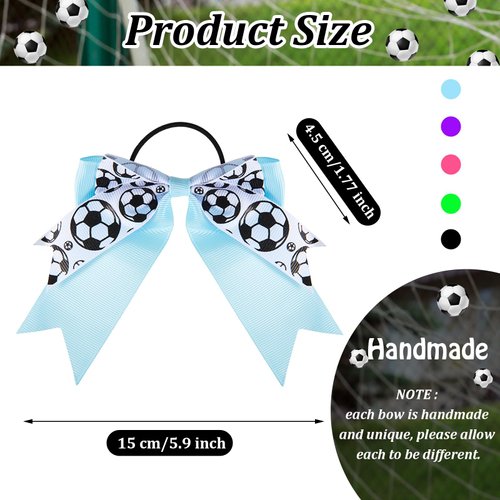20 Pieces Soccer Hair Bows Elastic Soccer Ball Hair Tie Accessories Sports Hair Bow Sweet Hair Band Ponytail Holder for Girl Women Player School Team Football Birthday Party (Multicolor)