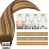 Loxxy Tape in Hair Extensions Human Hair Invisible Brazilian Natural Thick Remy Hair Ombre Chocalate Brown Fading into Chocolate Brown With Strawberry Blonde Highlight R#4-4/27 20pcs 50g/pack 18Inch