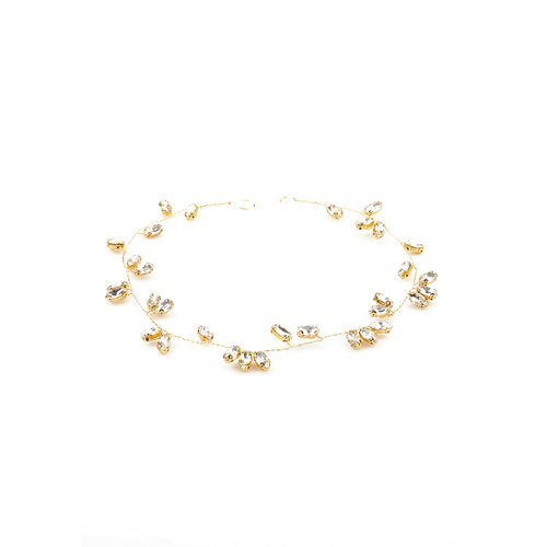 Kercisbeauty Wedding Crystal Headband for Bride Hair Vine Wreath Bridal Headpiece Prom Hair Accessories (Gold)