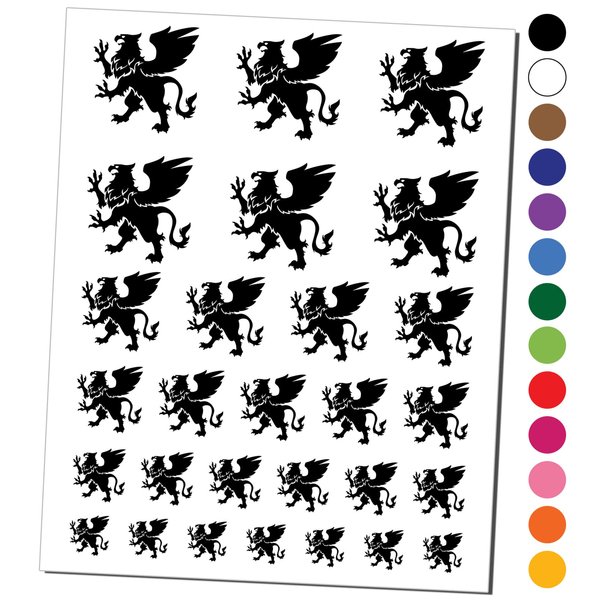 Regal Heraldic Griffin Temporary Tattoo Water Resistant Fake Body Art Set Collection - Light Green (One Sheet)