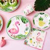 WERNNSAI Flamingo Party Supplies - 64PCS Luau Party Tableware Set Tropical Hawaiian Disposable Dinner Dessert Plates Napkins Cups for Girl Kids Birthday Baby Shower Serves 16 Guest