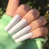 Outyua Matte White Press on Nails Coffin Long Fake Nails Solid Acrylic False Nails with Designs Cute Full Cover Nails 24Pcs (White)
