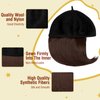 Lansigreen Hat Wig Beret Hat with Hair Extensions Classic French Wool Hat Attached 12" Straight Short Bob Hairpiece Synthetic for Women Medium Brown
