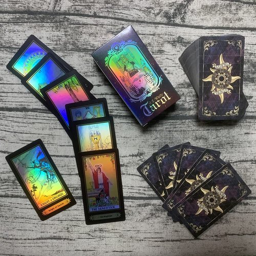 SUNHHX Tarot Cards Set of 78 Surface Laser Cards with English Instructions Book for Beginners (English Edition)