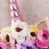 Nishine Girls Glitter Unicorn Horn Headband Camellia Pony Head Band Flower Hair Band Tiara for Party Birthday Gift (Pink)