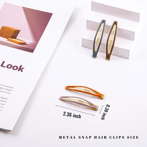 Cptots 20 PCS Sparkle Snap Hair Clips 2.36 x 0.39 Inches Metal Hair Barrettes for Women Non Slip Barrettes for Thick and Thin Hair,Light Multiple Colors