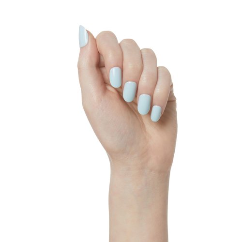 KISS imPRESS Color No Glue Mani 30 Pcs Press On Nails, Light Blue, Short Size, Oval Shape, Simple Peel & Press Easy Apply, Hassel-Free Removal, Essential Tools Included
