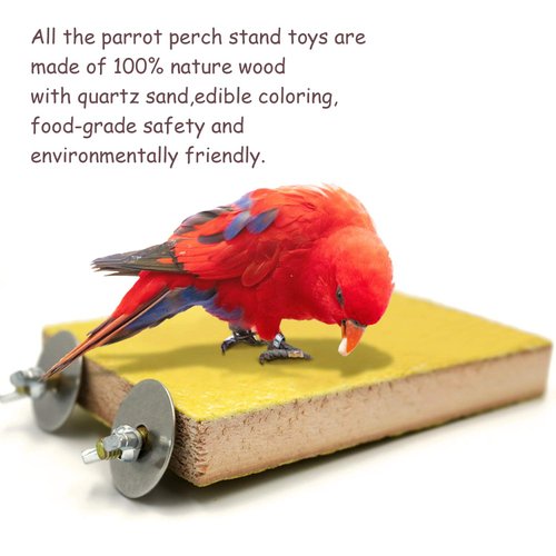 6 Pcs Bird Perch Stand Toy, Wood Parrot Stand Platform Colorful Sand Paw Grinding Stick Cage Accessories Exercise Toys for Cockatiel Conure Budgies Parakeet Lovebird Hamster Gerbil Rat Mouse (6 Pcs)
