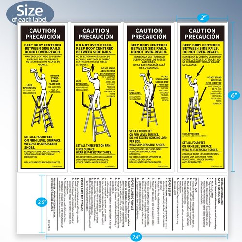 Step Ladder Safety Label Extension Ladder Stickers Replacement Label Kit Compatible with Ladder Inspection Stickers for Werner Fiberglass Extension Ladders (Pack of 4 Sets)