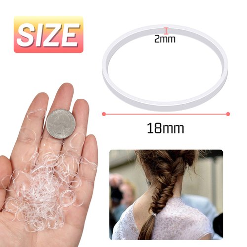 TUUXI 1500pcs Mini Clear Elastic Hair Bands No Damage Small Rubber Bands for Girls 18mm Elastics Hair Ties Hair Accessories for Women Braids