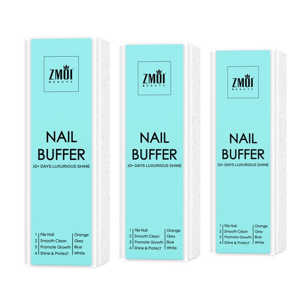 ZMOI Pro Nail Buffer Block – 3 Pack Luxurious Shine Korean 4-Way Nail Buffing Block – Natural Shine Nails – Manicure/Pedicure Tools for Home and Salon