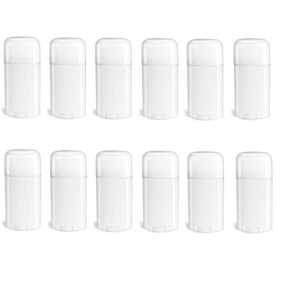 Deodorant Container Oval Empty 2.65oz/30ml - Twist-Up Refillable Plastic Tube for DIY Deodorants, Pack of (12) by Yellow Brick Road